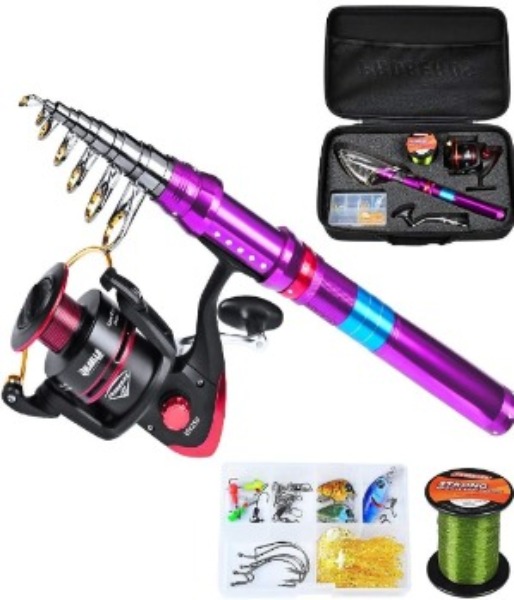 Telescopic Fishing Rods &Reels Set With Lures&Portable Fish Bag Set Travel UK 